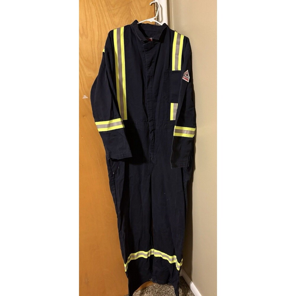 Bulwark FR Flame Resistant Navy Cotton Twill Coveralls w/ Hi-Vis Reflective
